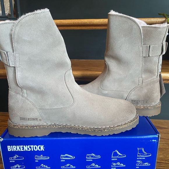 Birkenstock Uppsala Shearling Gray Taupe/Soft Pink NEW IN BOX 7 US/38 EU - Picture 4 of 14